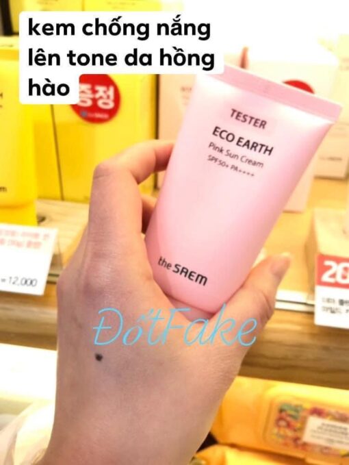 Kem chống nắng lên tone da trắng hồng hào ECO EARTH pinkThe Saem