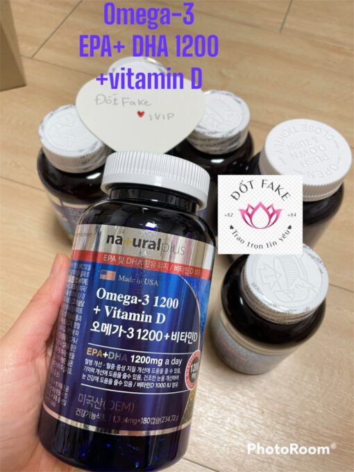 Omega 3 1200mg và vitamin D của Natural Plus, hộp 180 viên.