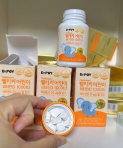 Kẹo nhai Vitamin D3 Hàn Quốc: DrPoy Wellkicker Vitamin D 1000 IU hộp 90 viên
