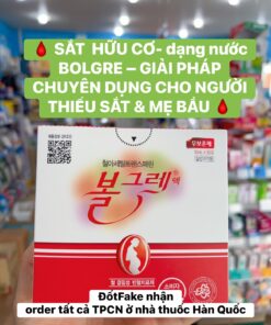 SẮT HỮU CƠ dạng nước của BOLGRE Hàn Quốc – GIẢI PHÁP CHUYÊN DỤNG CHO NGƯỜI THIẾU SẮT & MẸ BẦU ( hộp 30 gói)