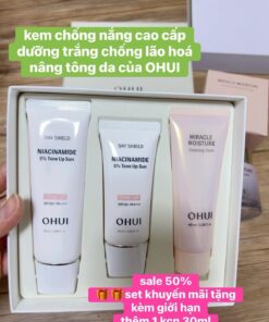 KEM CHỐNG NẮNG NÂNG TÔNG DƯỠNG TRẮNG OHUI DAY SHIELD NIACINAMIDE 5% TONE UP SUN (SET giới hạn)
